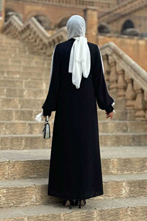 Çiçek İşleme Detay Abaya 3914 Siyah