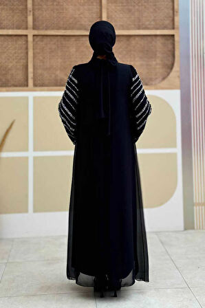 Taş Detaylı Abiye Elbise 3915 Siyah