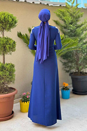 Taş Detaylı Abiye Elbise 3916 Lacivert