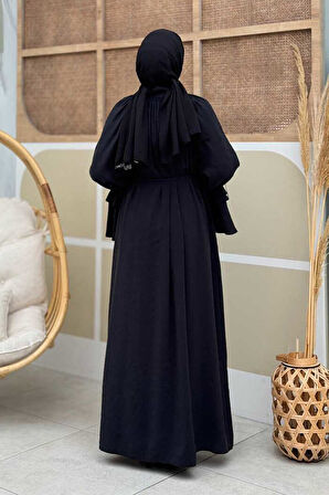 Kol Fırfır Detaylı Elbise 3925 Siyah