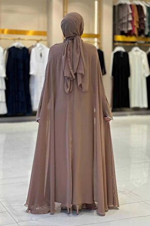Elbise Abaya Takım 3921 Vizon
