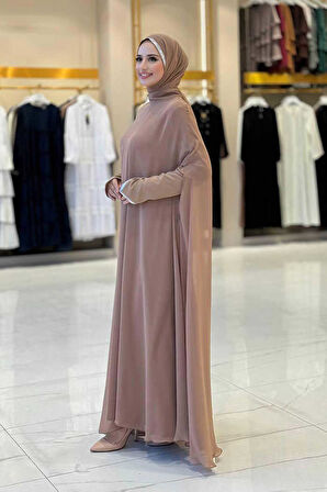 Elbise Abaya Takım 3921 Vizon