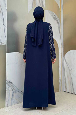 Taş Detaylı Yelekli Elbise Takım 3929 Lacivert