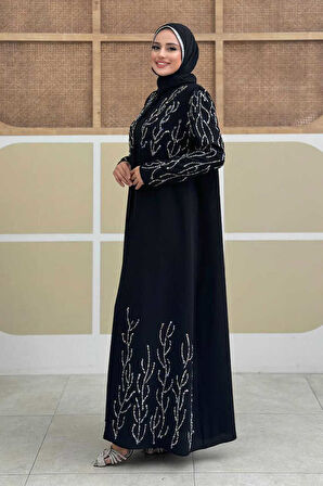 Taş Detaylı Yelekli Elbise Takım 3929 Siyah