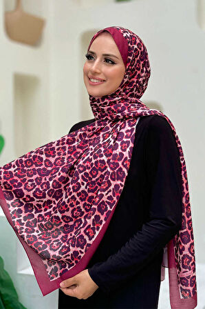 Leopar Desenli Şal 2067 Bordo