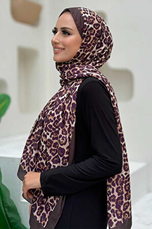 Leopar Desenli Şal 2067 Kahverengi
