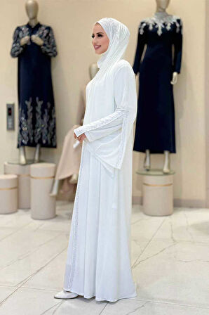 Pelerin, Elbise ve Şal Üçlü Takım 3932 Ekru