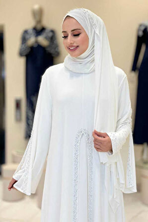 Pelerin, Elbise ve Şal Üçlü Takım 3932 Ekru