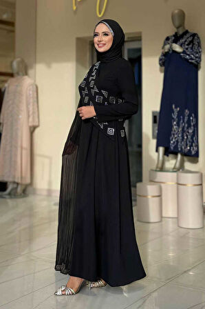 Pelerin Detaylı Elbise 3940 Siyah