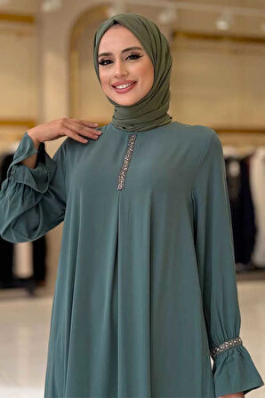 Taş Detaylı Elbise 6033 Mint