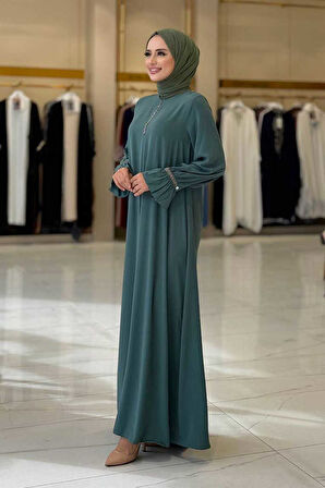 Taş Detaylı Elbise 6033 Mint