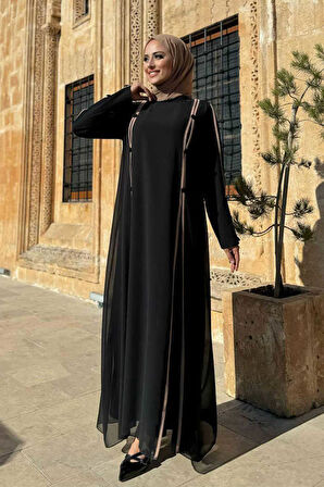 Düğme Detaylı Elbise 3919 Siyah