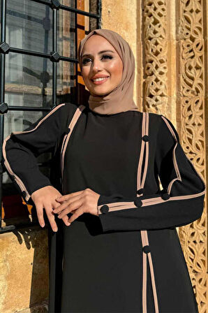 Düğme Detaylı Elbise 3919 Siyah