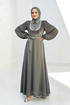 Pilise Kol Detaylı Elbise 3949 Mint