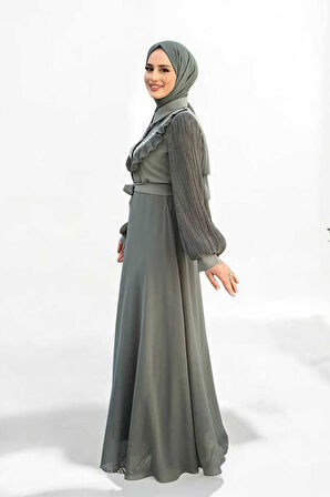 Pilise Kol Detaylı Elbise 3949 Mint