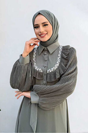 Pilise Kol Detaylı Elbise 3949 Mint