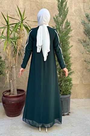 Düğme Detaylı Elbise 3919 Zümrüt