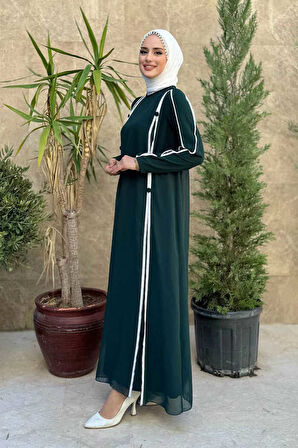 Düğme Detaylı Elbise 3919 Zümrüt