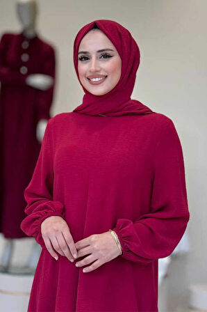 Verevli Tunik, Pantolon ve Şal Üçlü Takım 3937 Bordo