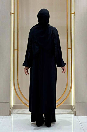 Verevli Tunik, Pantolon ve Şal Üçlü Takım 3937 Siyah