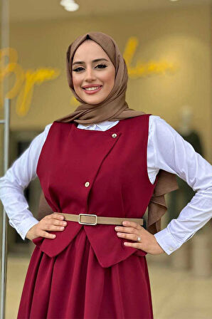 Etek ve Yelek İkili Takım 6035 Bordo