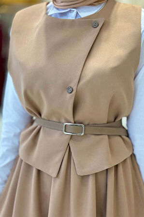 Etek ve Yelek İkili Takım 6035 Vizon