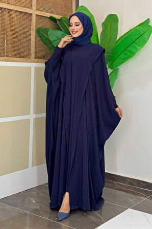 Kapüşonlu Abaya ve  Elbise İkili Takım 70013 Lacivert