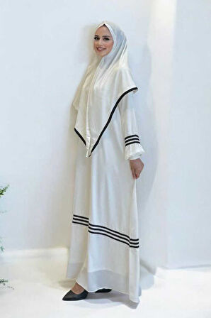 Şal Elbise İkili Takım 6036 Ekru