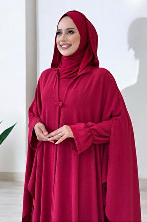 Tunik, Pantolon ve Abaya Üçlü Takım 8663 Bordo