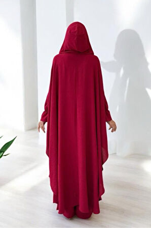 Tunik, Pantolon ve Abaya Üçlü Takım 8663 Bordo