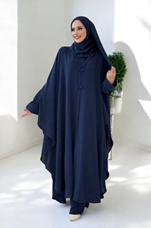 Tunik, Pantolon ve Abaya Üçlü Takım 8663 Lacivert