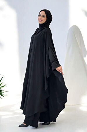 Tunik, Pantolon ve Abaya Üçlü Takım 8663 Siyah