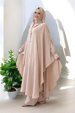 Tunik, Pantolon ve Abaya Üçlü Takım 8663 Taş