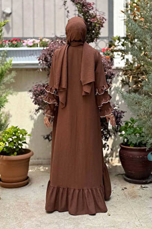Şal ve Ferace İkili Takım 70018 Kahverengi