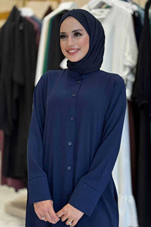 Düğmeli Cepli Tunik ve Pantolon İkili Takım 8682 Lacivert