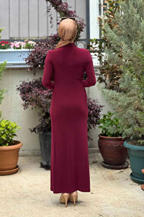 Büzgü Detaylı Sandy Elbise 3970 Bordo
