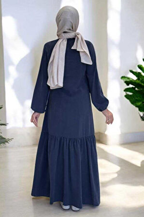 Bağlama Detaylı Elbise 3974 Lacivert