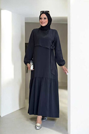 Bağlama Detaylı Elbise 3974 Siyah