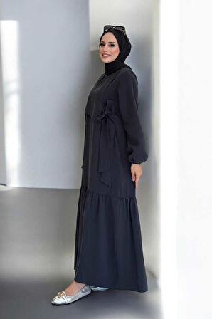 Bağlama Detaylı Elbise 3974 Siyah