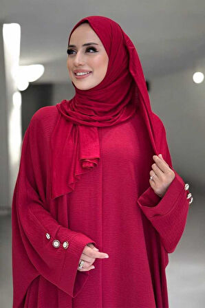 Kol Düğme Detaylı Tunik Pantolon İkili Takım 8688 Bordo