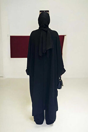 Kol Düğme Detaylı Tunik Pantolon İkili Takım 8688 Siyah