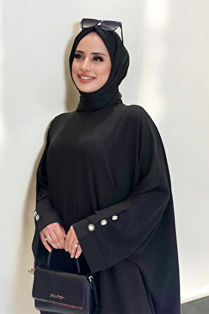 Kol Düğme Detaylı Tunik Pantolon İkili Takım 8688 Siyah