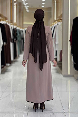 Gül Detaylı Elbise 3976 Vizon