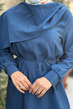 Sedef Kumaş Tunik Pantolon İkili Takım 8693 İndigo