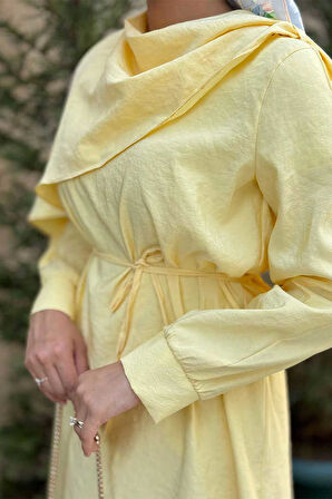 Sedef Kumaş Tunik Pantolon İkili Takım 8693 Sarı