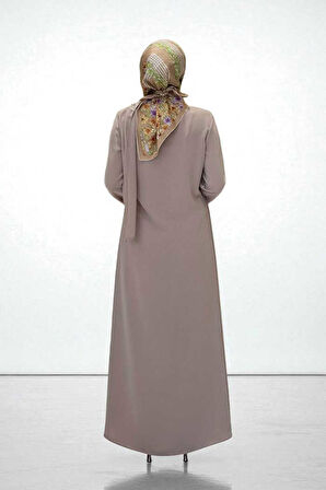 Tek Omuz Gold Toka Detaylı Tunik Pantolon Takım 8698 Vizon