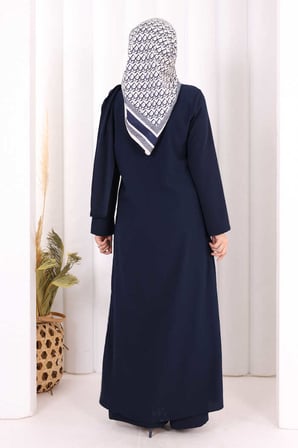 Tek Omuz Gold Toka Detaylı Tunik Pantolon Takım 8698 Lacivert