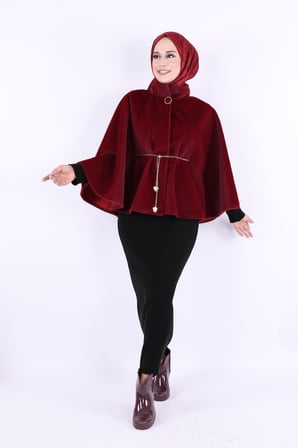 Zincir Kemer Detaylı Panço 70032 Bordo