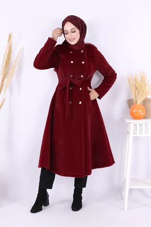 Çıt Çıt Düğme Detay Kaban 70035 Bordo