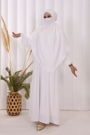 Dubai Sufleli Elbise Takım 6044 Ekru